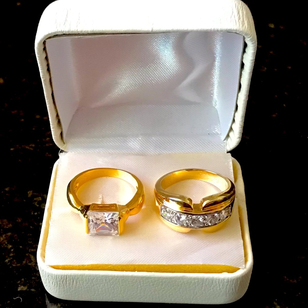 CZ Gold Overlay Bridal Set - 2 Rings
